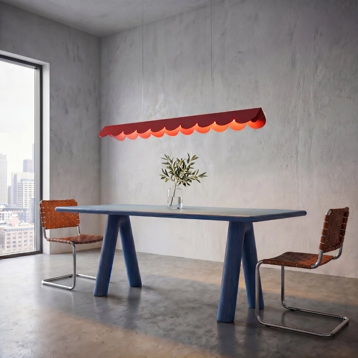 Pakabinamas šviestuvas 98,5 cm – banguotas raudonas LED, šilta šviesa