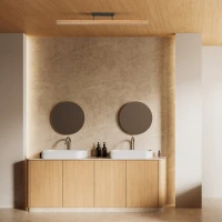 Ceiling LED light 25 W – linear, natural wood, warm light - Image 1