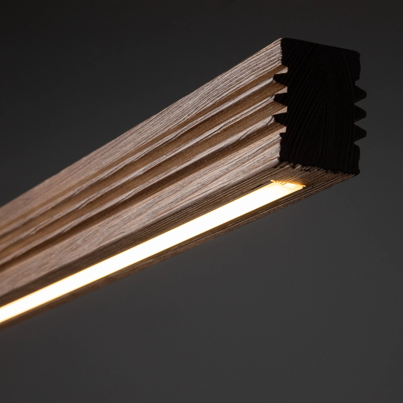 Ceiling LED light 25 W – linear, walnut tone, warm white