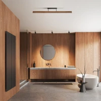 Ceiling LED light 25 W – linear, walnut tone, warm white - Image 1