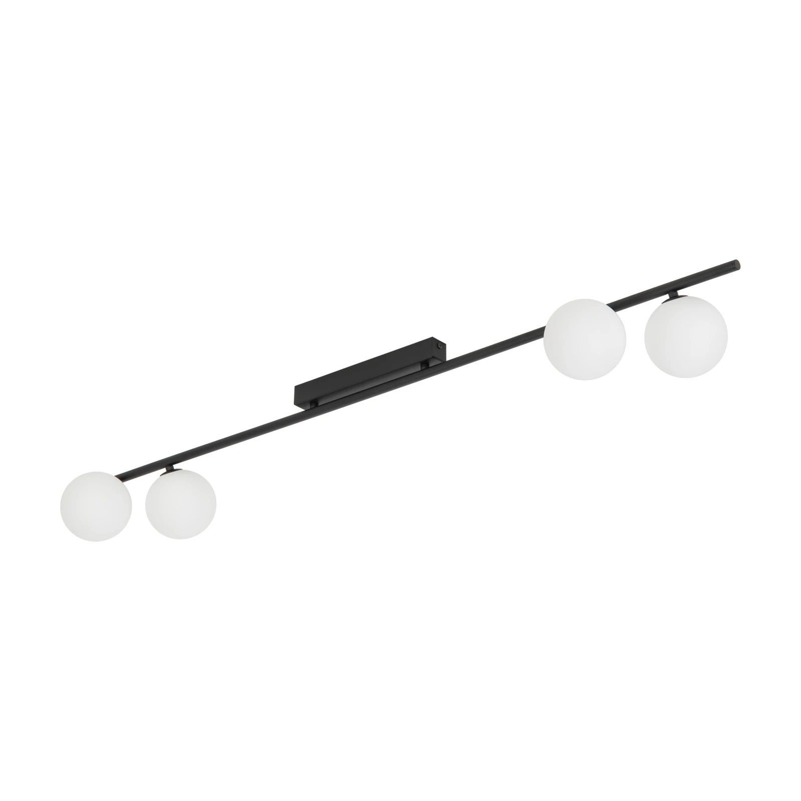 4 x G9 wall light – linear, black, frosted glass globes