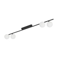 4 x G9 wall light – linear, black, frosted glass globes - Image 4