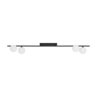 4 x G9 wall light – linear, black, frosted glass globes - Image 1