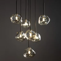 Pendant light 7x8 W – glass shades, brown, sculptural - Image 3