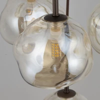 Pendant light 7x8 W – glass shades, brown, sculptural - Image 4