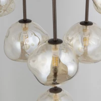 Pendant light 7x8 W – glass shades, brown, sculptural - Image 5