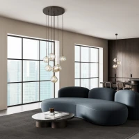 Pendant light 7x8 W – glass shades, brown, sculptural - Image 1