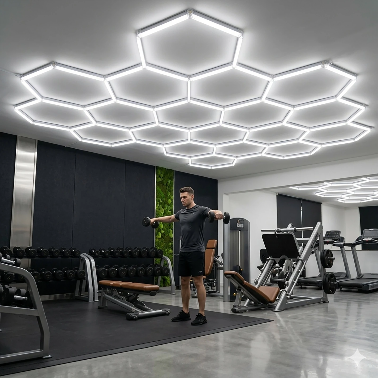 LED ceiling panel 42 W – hexagonal, white, HONEY COMB