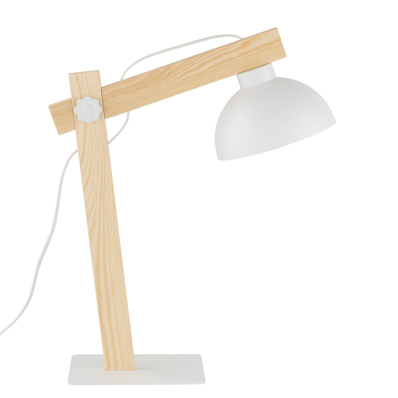 OSLO 15 W table lamp – natural wood, white, E27