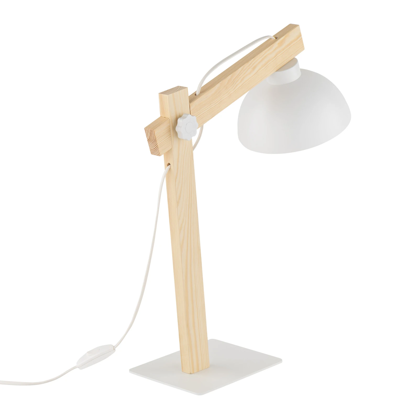OSLO 15 W table lamp – natural wood, white, E27