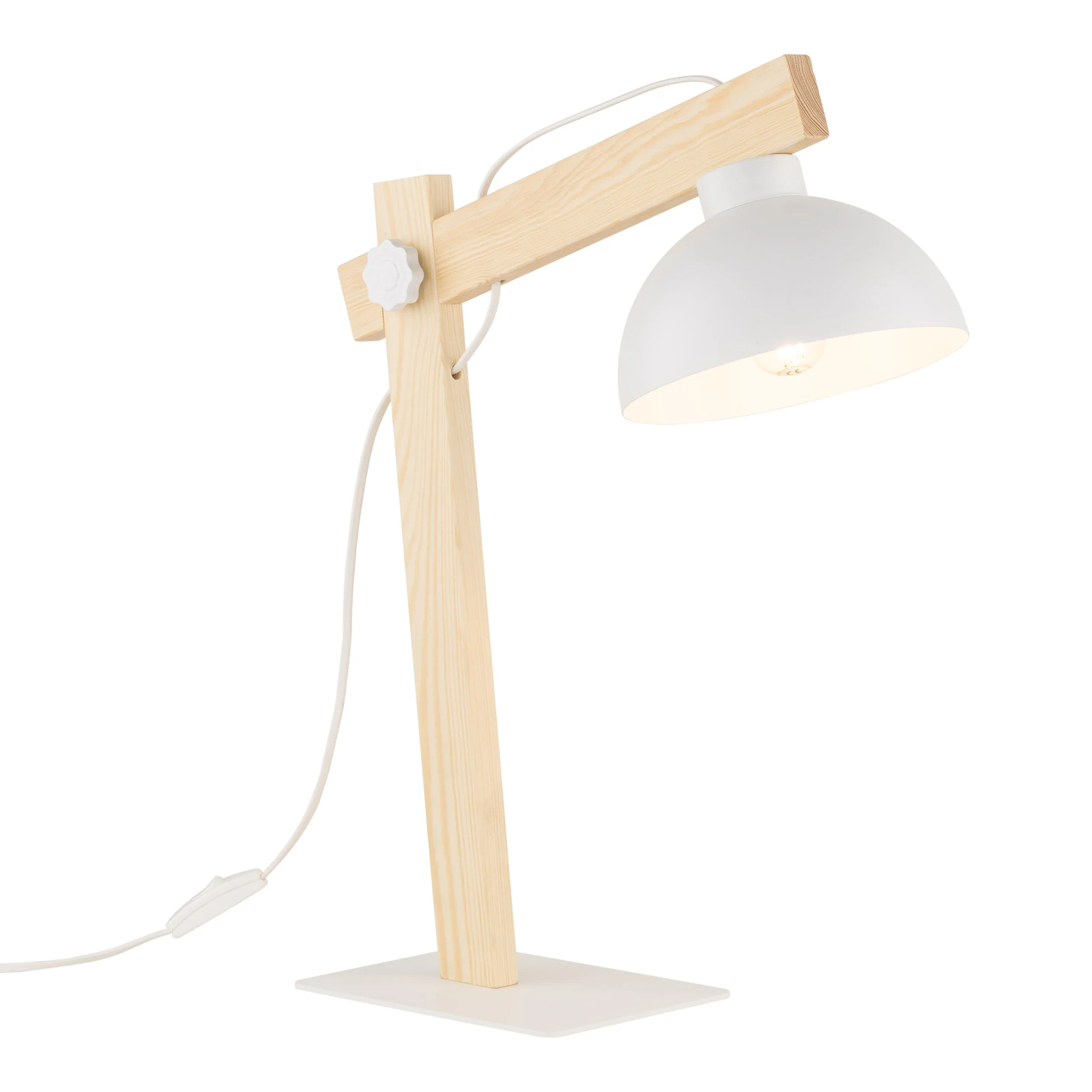 OSLO 15 W table lamp – natural wood, white, E27