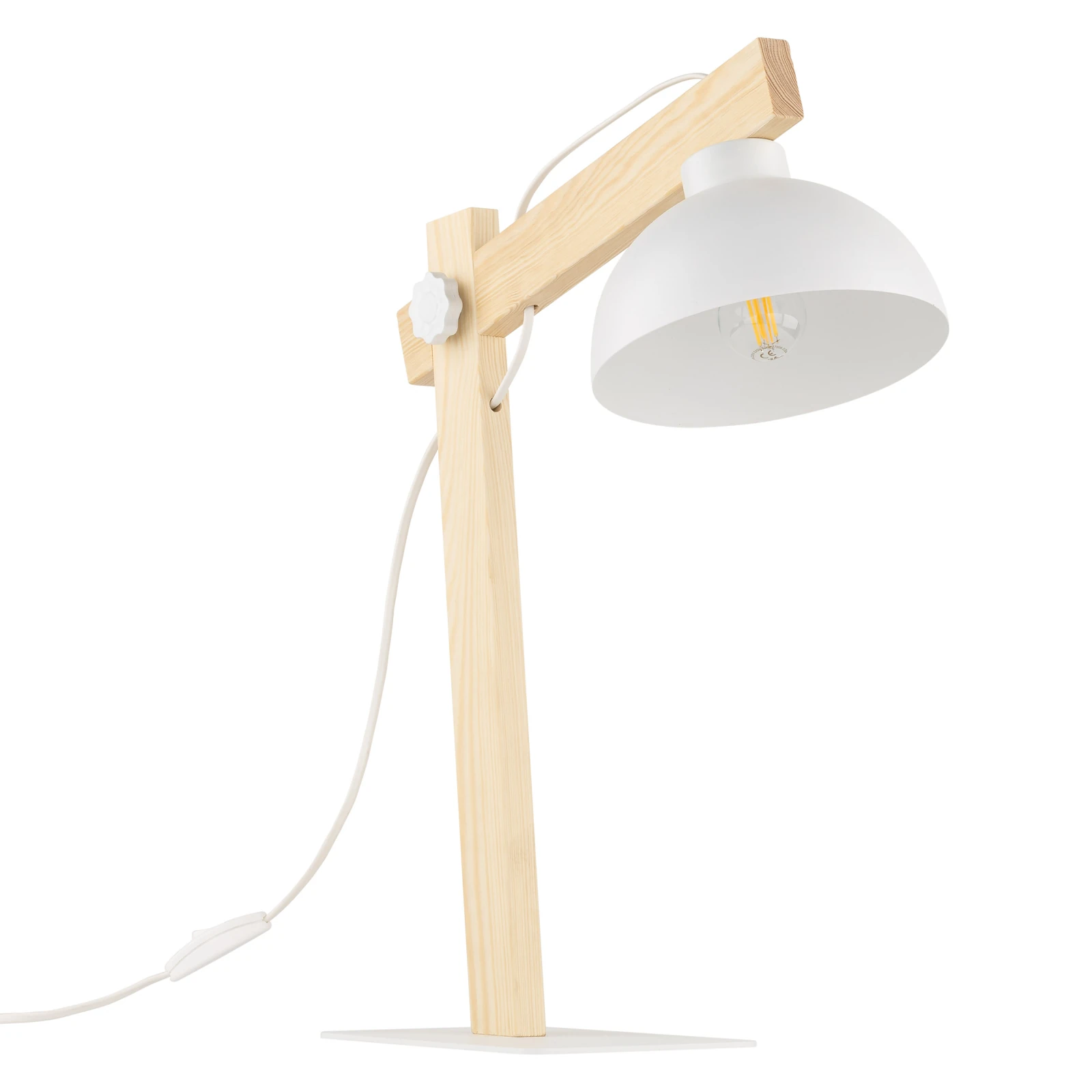 OSLO 15 W table lamp – natural wood, white, E27