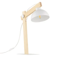 OSLO 15 W table lamp – natural wood, white, E27 - Image 8