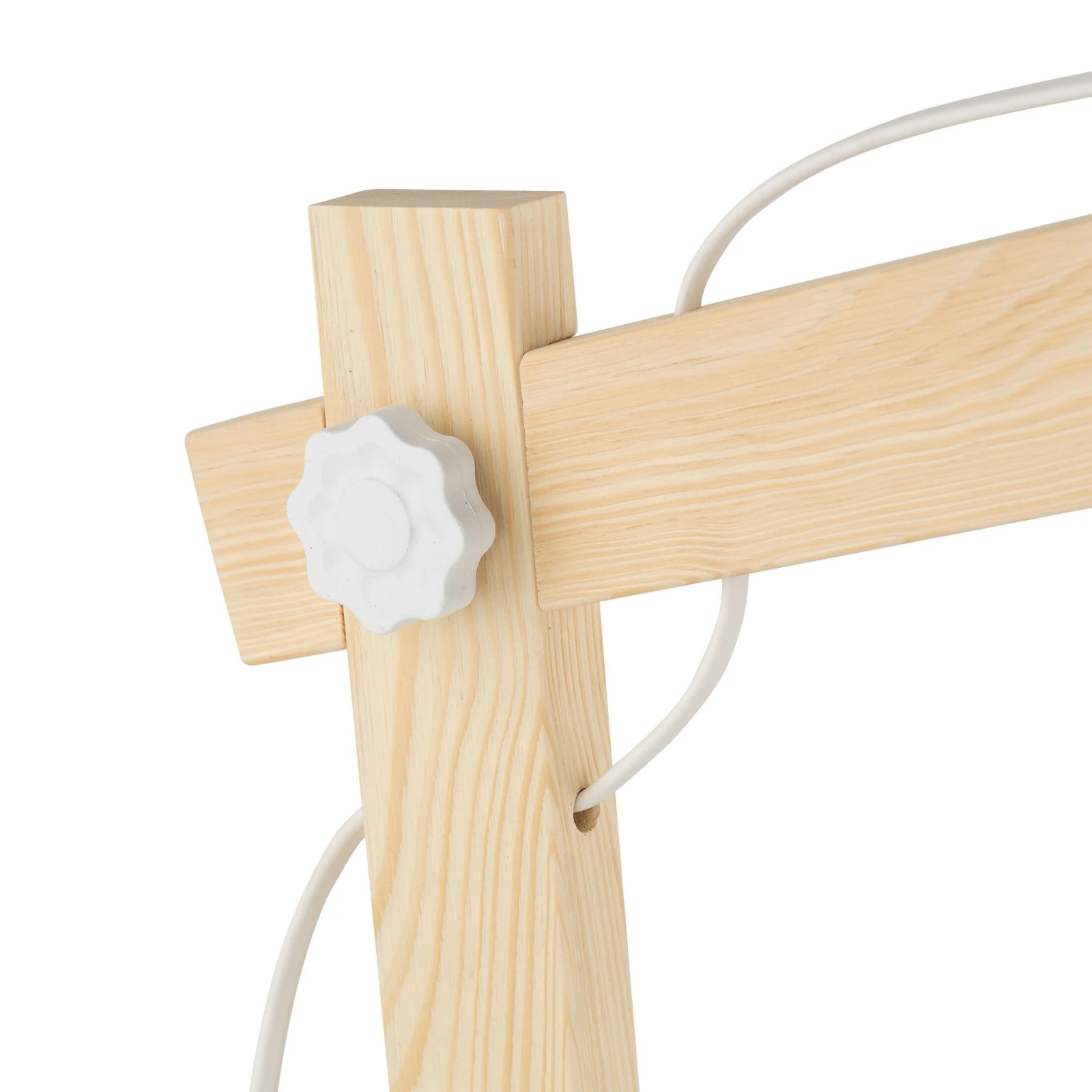 OSLO 15 W table lamp – natural wood, white, E27