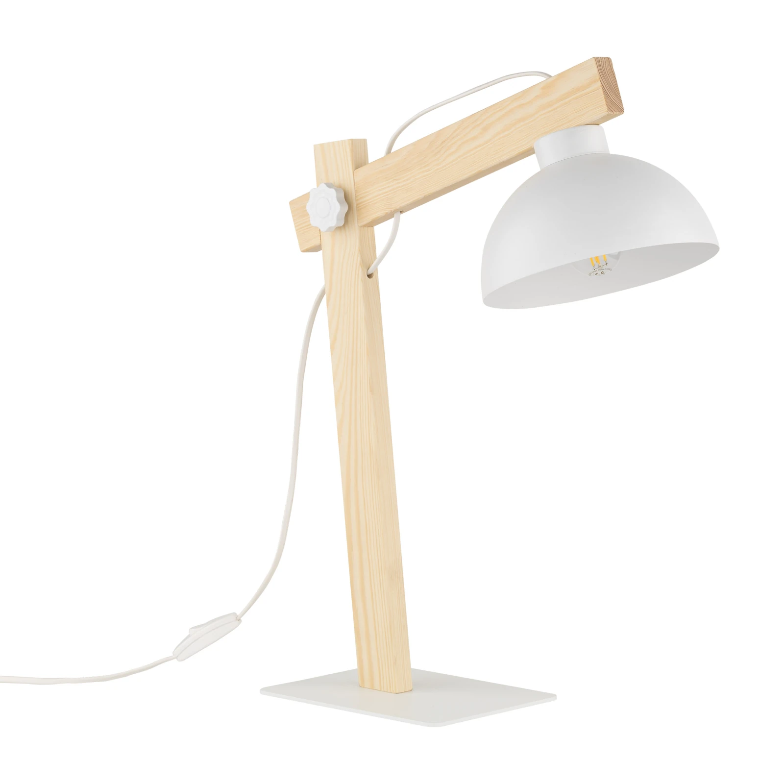 OSLO 15 W table lamp – natural wood, white, E27
