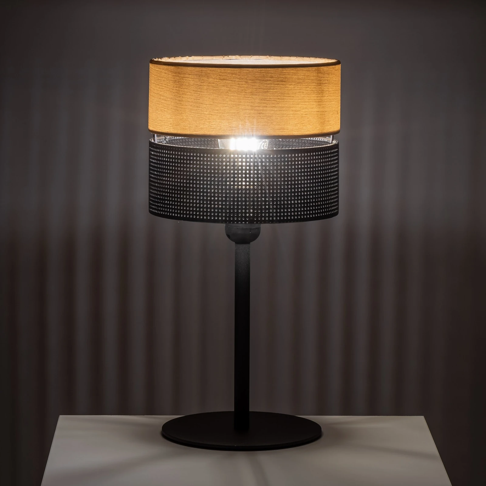 NICOL 15 W table lamp – perforated, black, E27