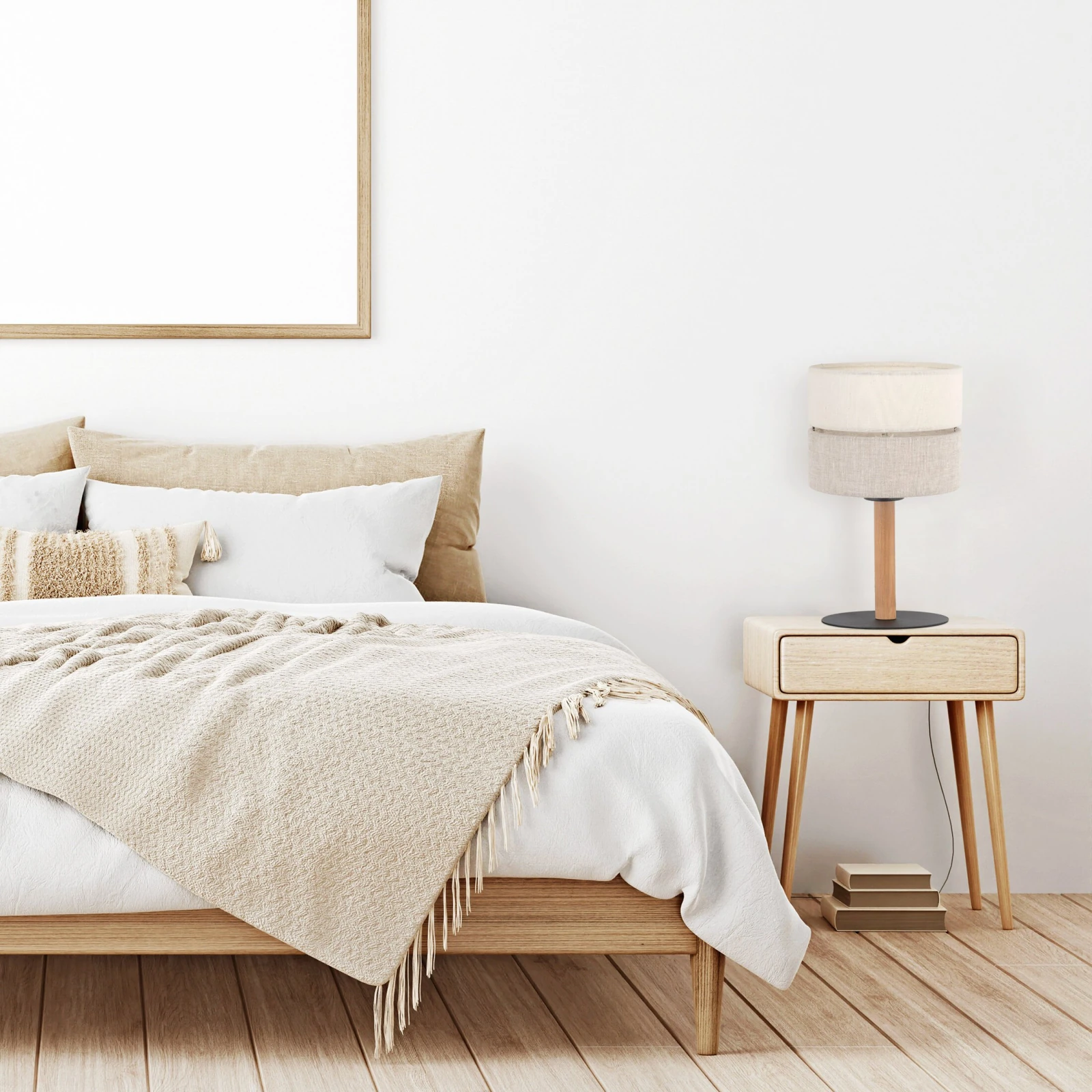 ECO 15 W table lamp – fabric look, beige, E27