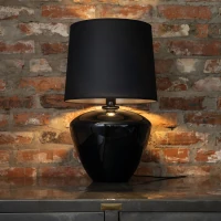 Table lamp 15 W – cylinder, black, glass accent - Image 1