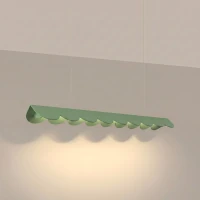 Pendant LED lamp 98.5 cm – scalloped linear shape, sage, CRI93 - Image 4