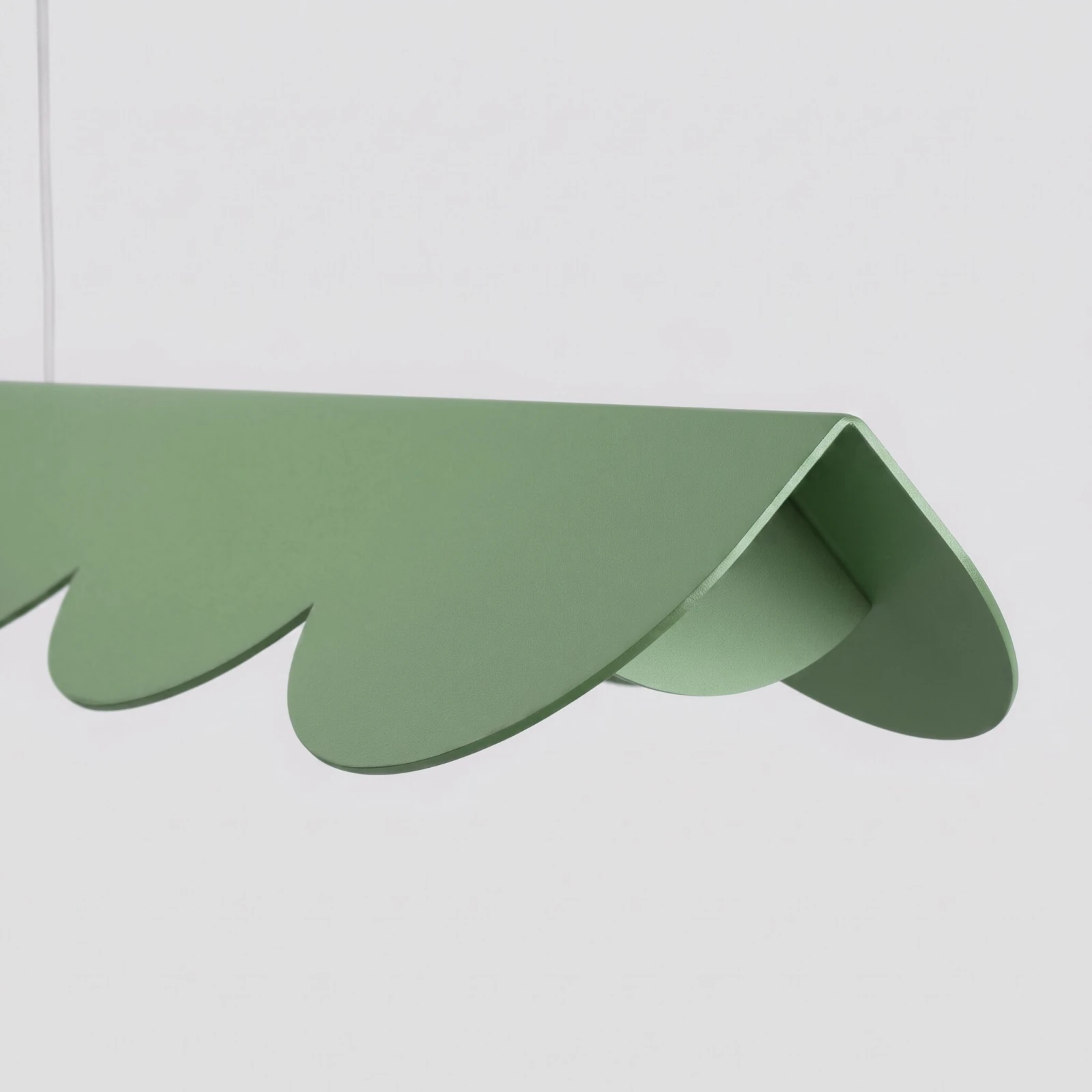 Pendant LED lamp 98.5 cm – scalloped linear shape, sage, CRI93
