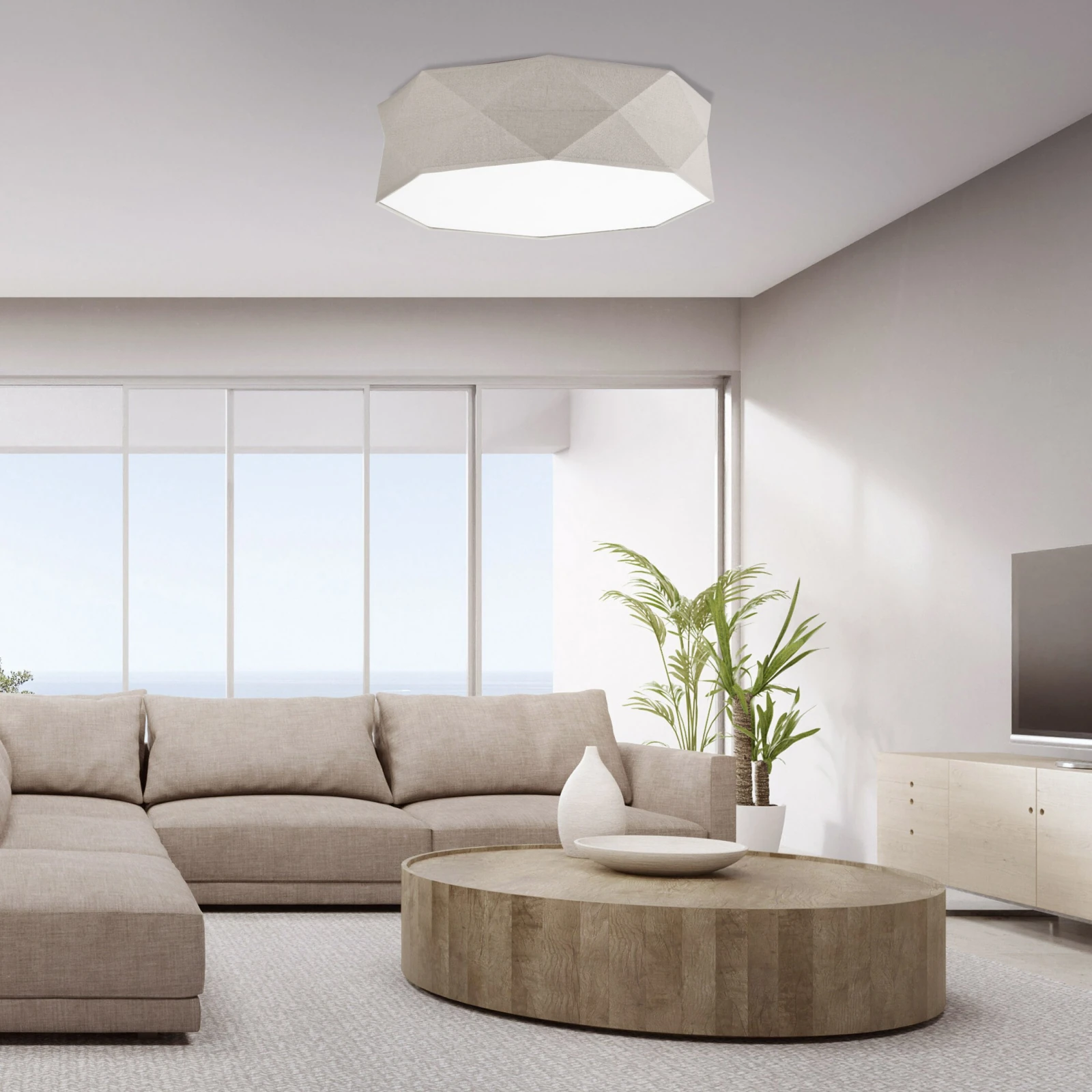Ceiling lamp 4x15 W – geometric, beige and white, E27