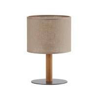 Table lamp 15 W – linen shade, black frame, natural wood detail - Image 2