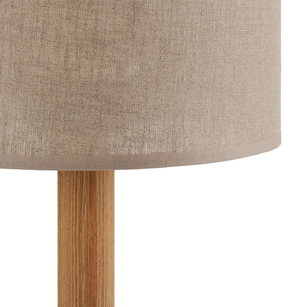 Table lamp 15 W – linen shade, black frame, natural wood detail