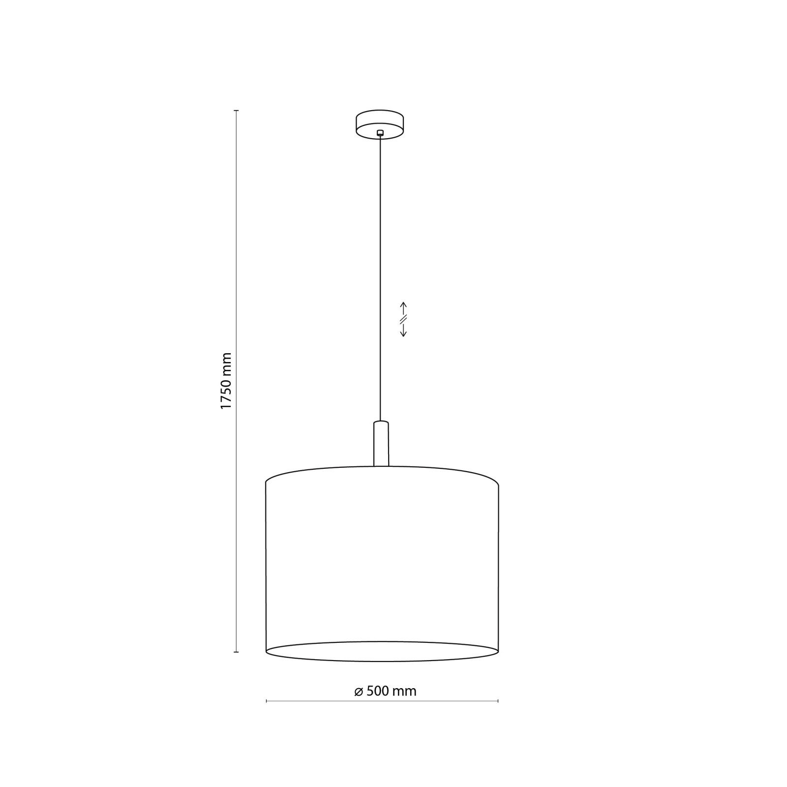 Pendant lamp 15 W – linen shade, black frame, natural wood accent