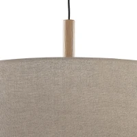 Pendant lamp 15 W – linen shade, black frame, natural wood accent - Image 2