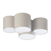 Ceiling lamp 4x15 W – cylinder shades, white and beige fabric - Image 2
