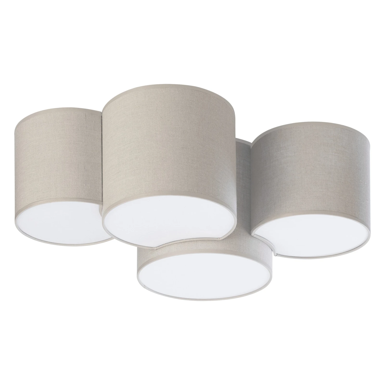 Ceiling lamp 4x15 W – cylinder shades, white and beige fabric