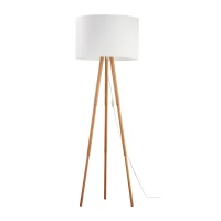 TOKYO floor lamp 15 W - tripod wood base, white fabric shade - Image 2
