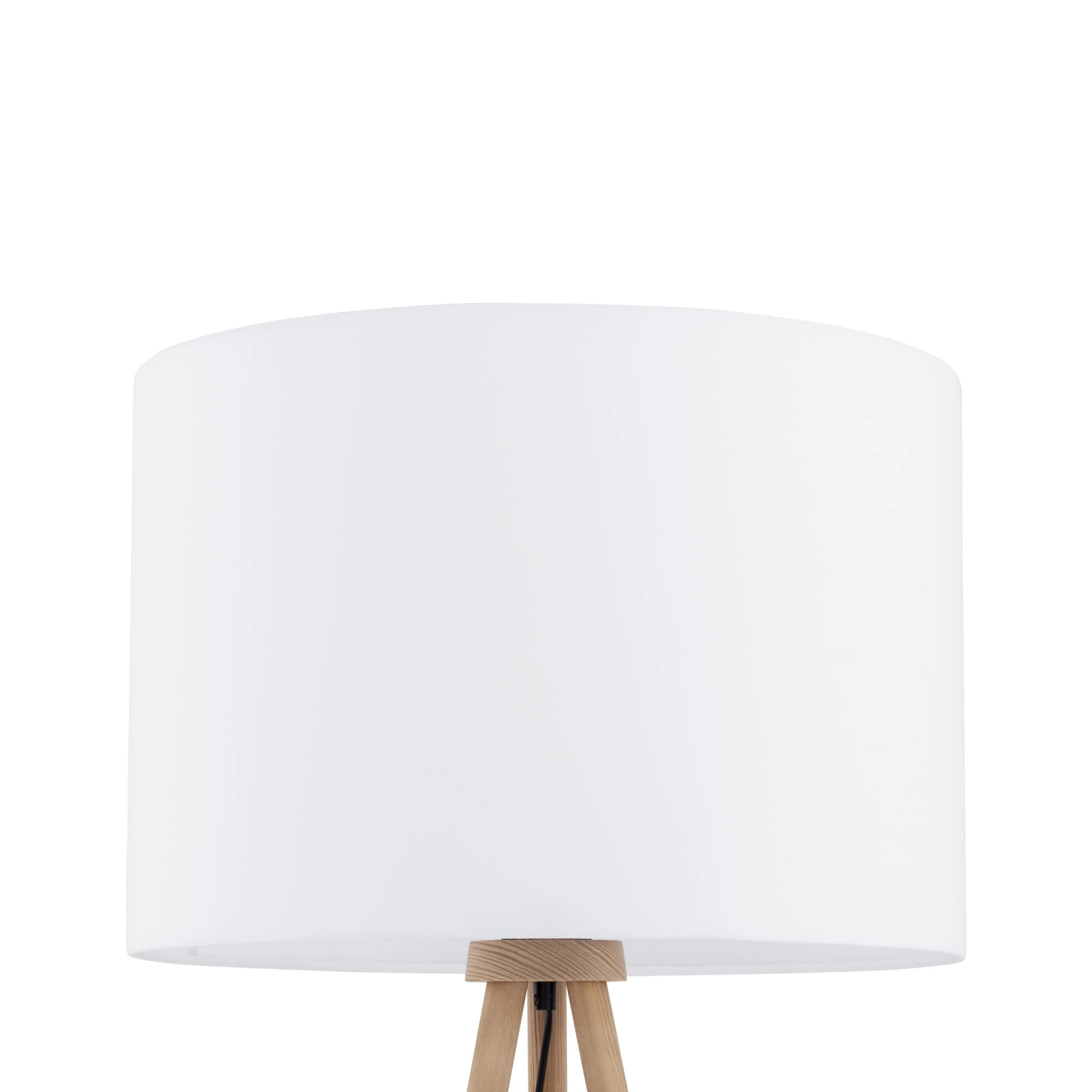 TOKYO floor lamp – round white shade, natural wood tripod