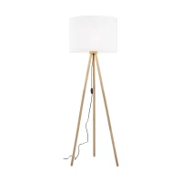 TOKYO floor lamp – round white shade, natural wood tripod - Image 4