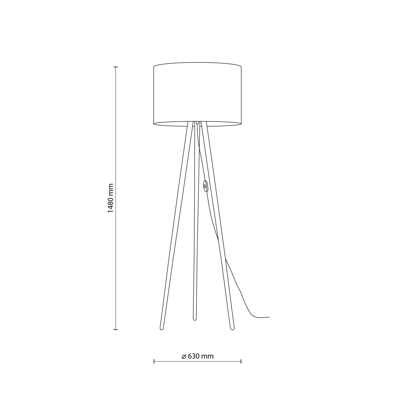 TOKYO floor lamp – round white shade, natural wood tripod
