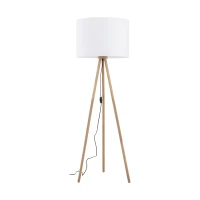 TOKYO floor lamp – round white shade, natural wood tripod - Image 2