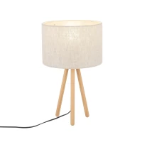 TOKYO table lamp – round beige shade, natural wood tripod - Image 6