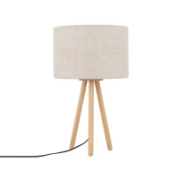 TOKYO table lamp – round beige shade, natural wood tripod - Image 9