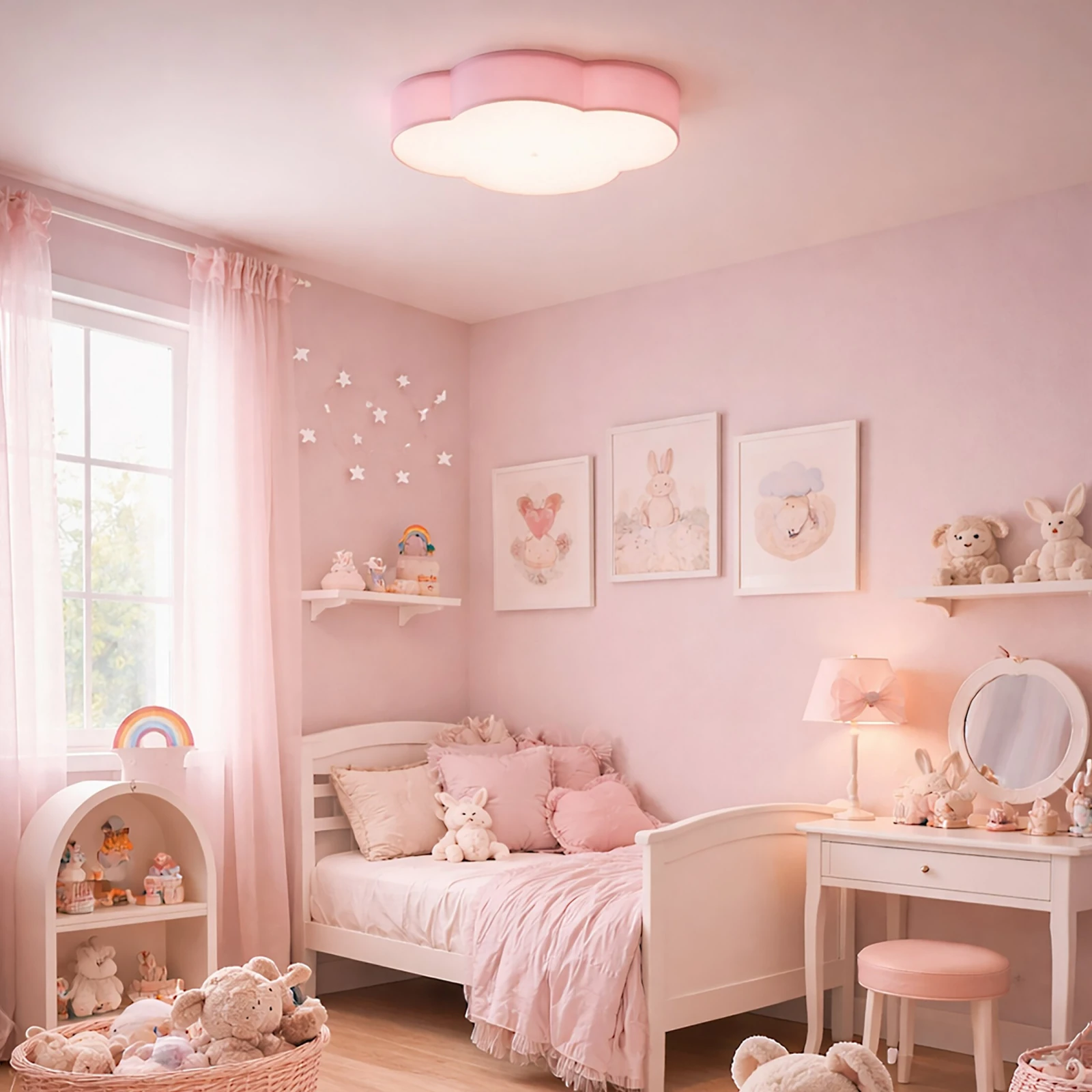 CLOUD ceiling and wall lamp 2x15 W – cloud shape, pink and white, E27