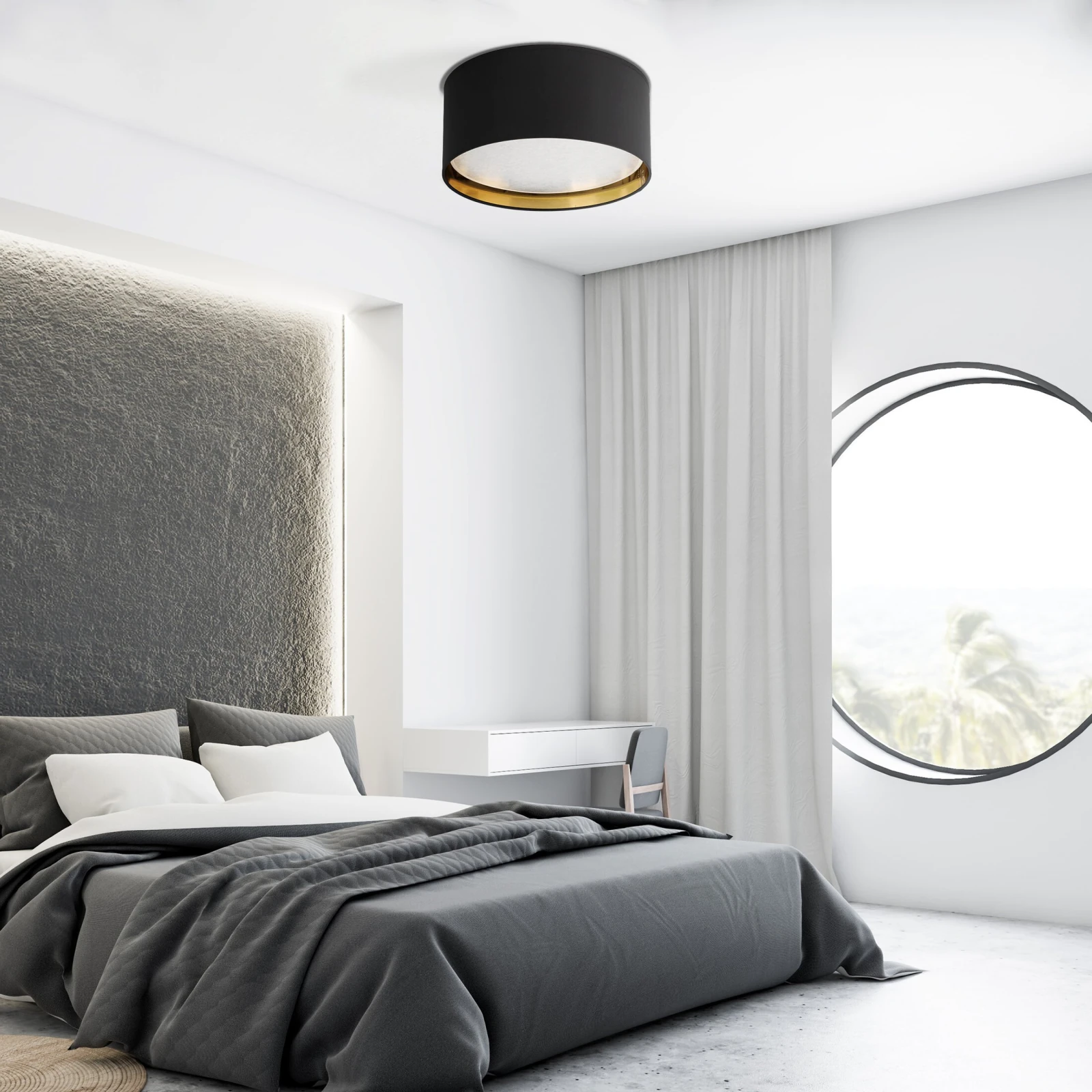 Ceiling light 4x15 W – round, black and gold, magnetic shades