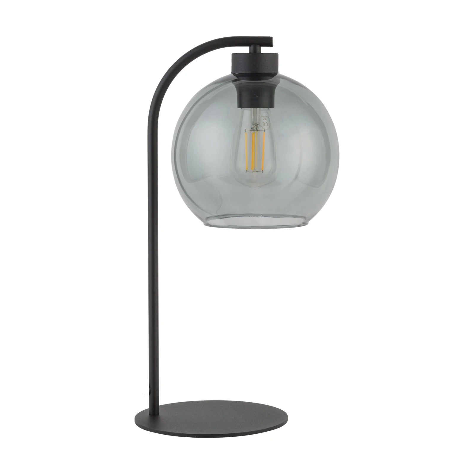 CUBUS table lamp – cube glass shade, graphite base