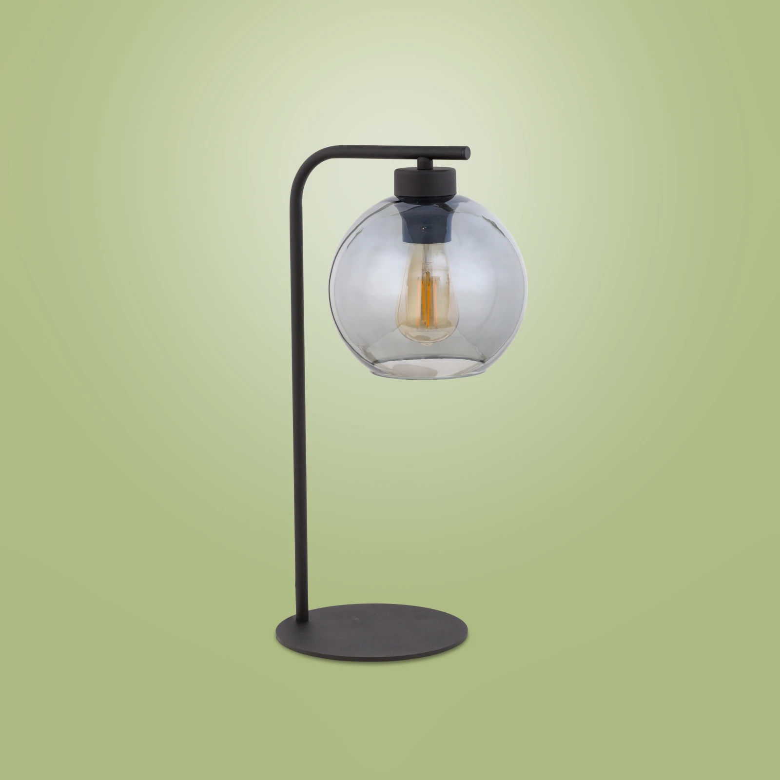CUBUS table lamp – cube glass shade, graphite base