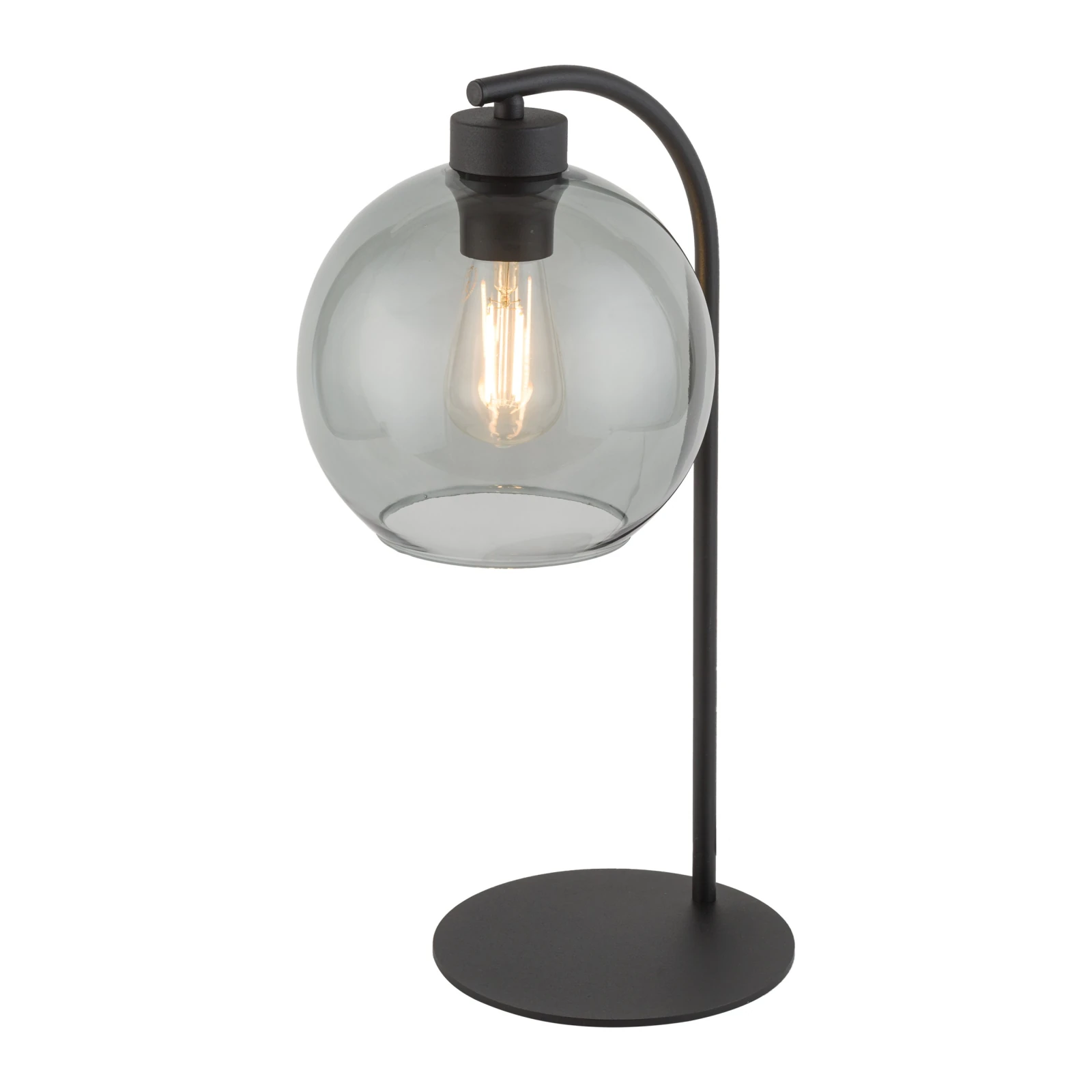CUBUS table lamp – cube glass shade, graphite base