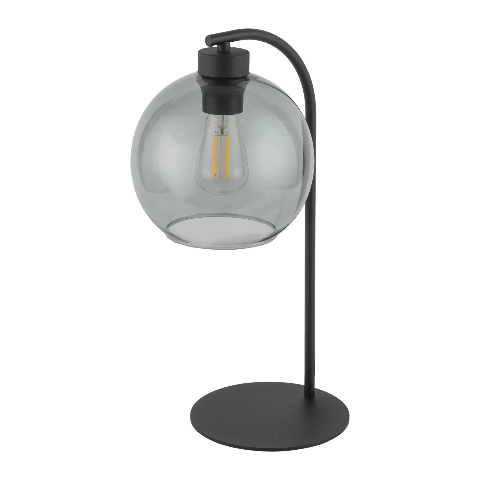 CUBUS table lamp – cube glass shade, graphite base
