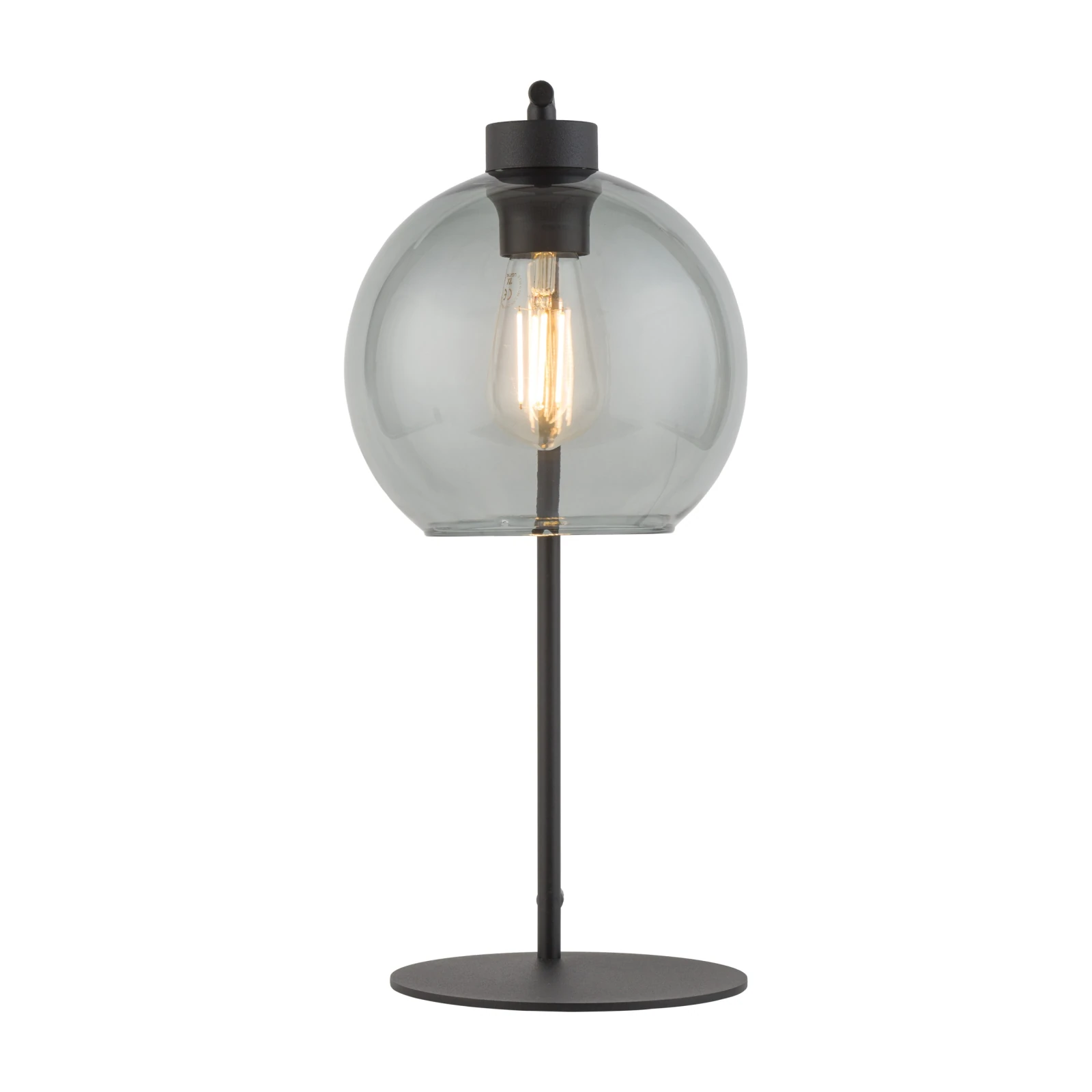 CUBUS table lamp – cube glass shade, graphite base