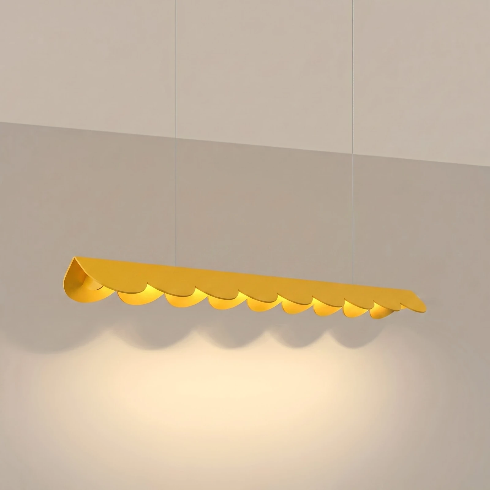 Pendant lamp 98.5 cm – scalloped linear, yellow, warm LED