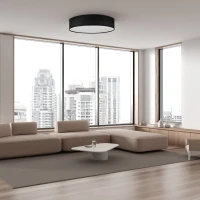 RONDO 6-light ceiling fixture – round black design, magnetic shades - Image 1