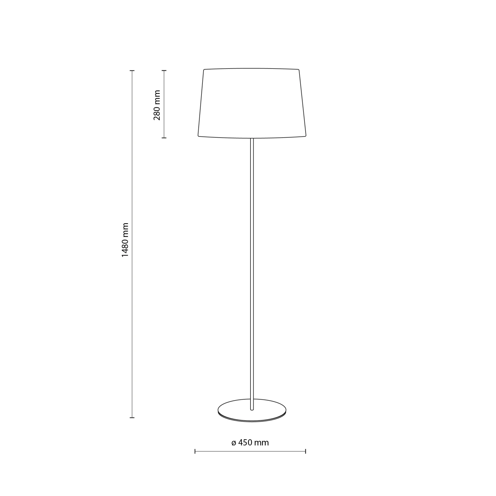Floor lamp 15 W – round shade, white, E27 socket