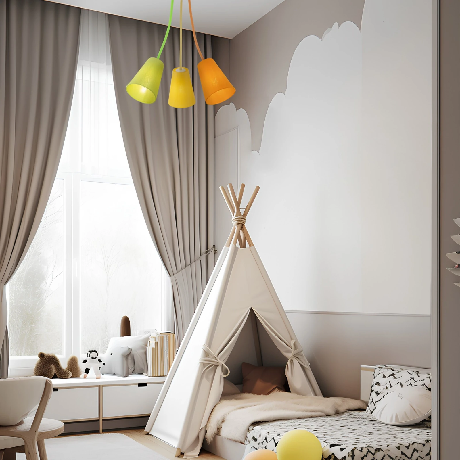 Ceiling light WIRE 3 – multicolor, adjustable lamp heads