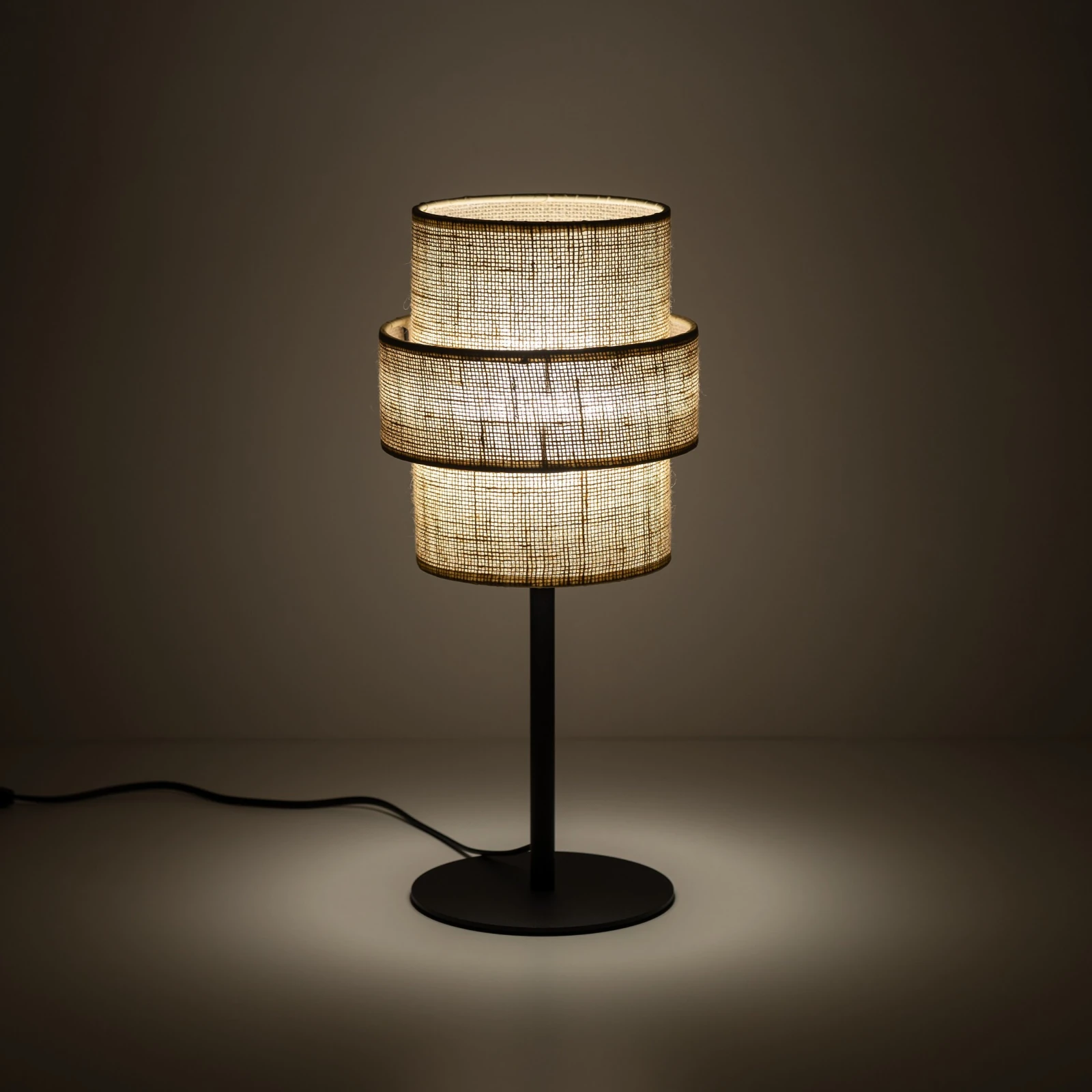 CALISTO JUTA table lamp – beige, black, double shade